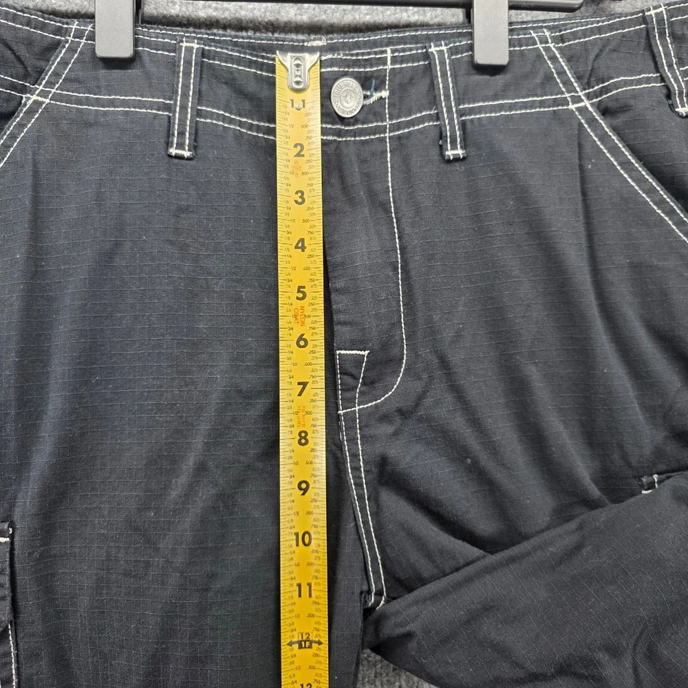 True Religion Mens Black Ripstop Contrast Stitch Cargo Pants Size 33 Utility